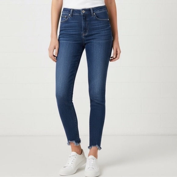 7 For All Mankind Denim - 7 For All Mankind Ankle Gwenevere High-Rise Frayed Skinny Jeans